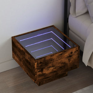 vidaXL Nightstand with Infinity LED Smoked Oak 40x40x30 cm