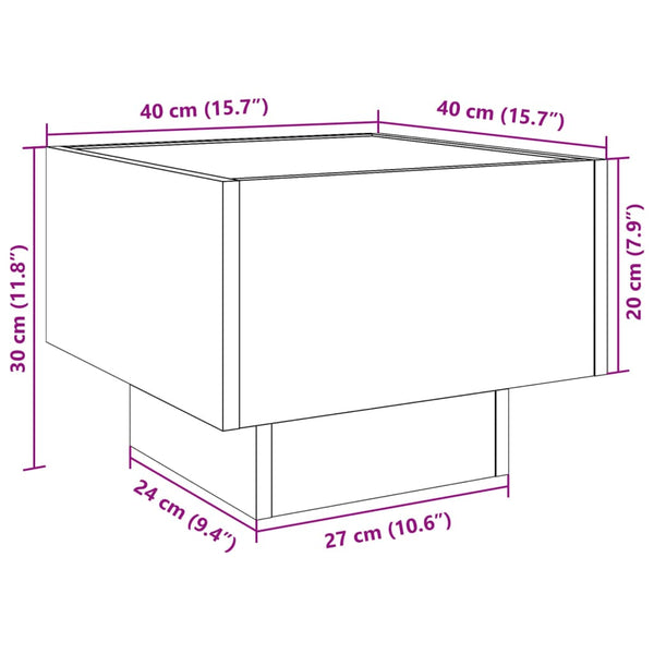 vidaXL Infinity LED Bedside Table Sonoma Grey 40x40x30 cm
