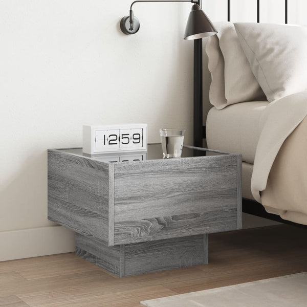 vidaXL Infinity LED Bedside Table Sonoma Grey 40x40x30 cm
