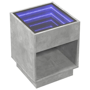 vidaXL Nightstand with Infinity LED Concrete Grey 40x40x50 cm