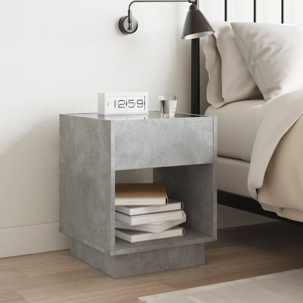 vidaXL Nightstand with Infinity LED Concrete Grey 40x40x50 cm