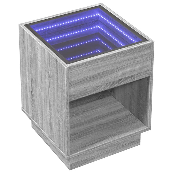 vidaXL Nightstand with Infinity LED Gray Sonoma 40x40x50 cm