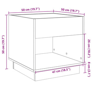 vidaXL Nightstand with Infinity LED Smoked Oak 50x50x50 cm