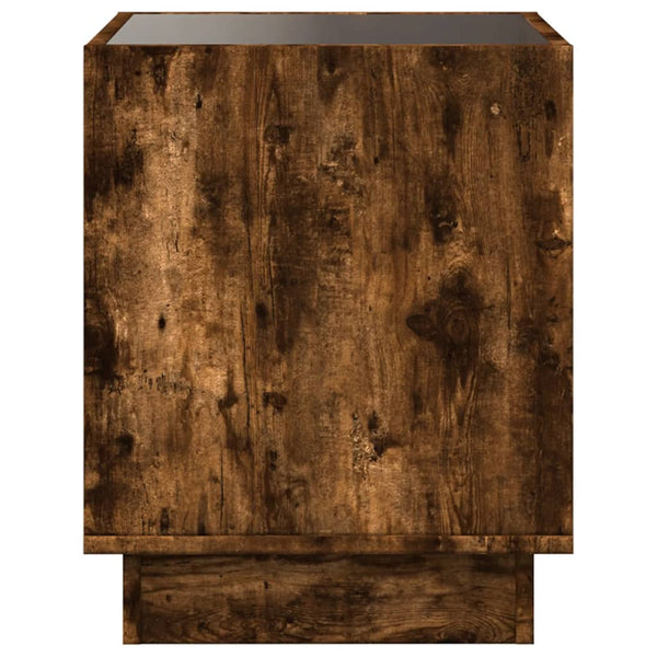 vidaXL Nightstand with Infinity LED Smoked Oak 50x50x50 cm