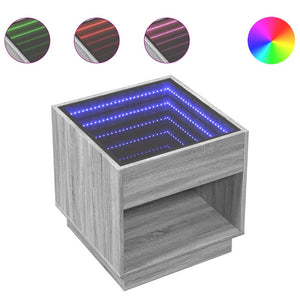 vidaXL Nightstand with Infinity LED Gray Sonoma 50x50x50 cm