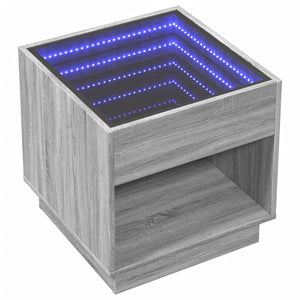 vidaXL Nightstand with Infinity LED Gray Sonoma 50x50x50 cm