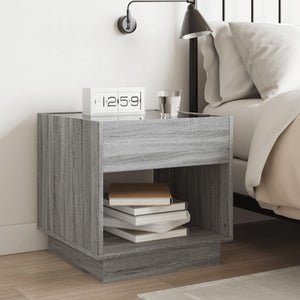 vidaXL Nightstand with Infinity LED Gray Sonoma 50x50x50 cm