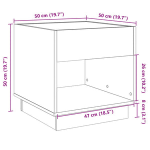 vidaXL Nightstand with Infinity LED Brown Oak-Look 50x50x50 cm