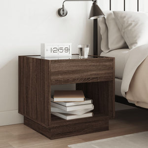 vidaXL Nightstand with Infinity LED Brown Oak-Look 50x50x50 cm