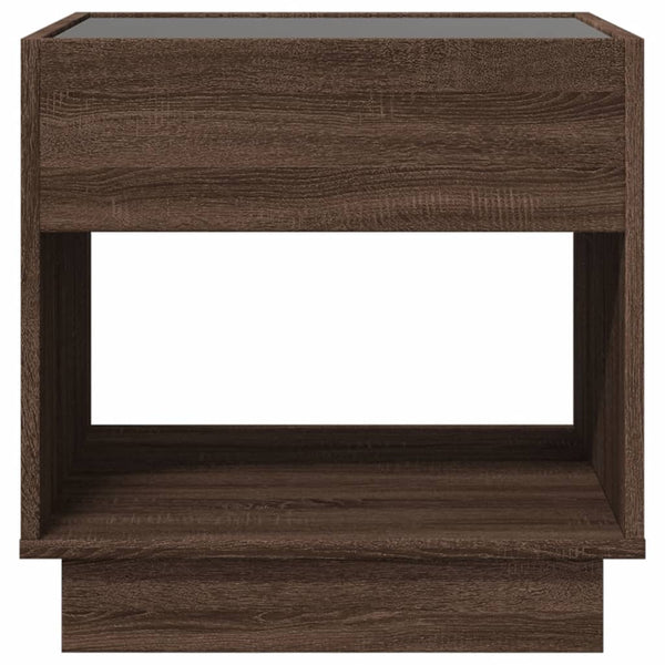 vidaXL Nightstand with Infinity LED Brown Oak-Look 50x50x50 cm