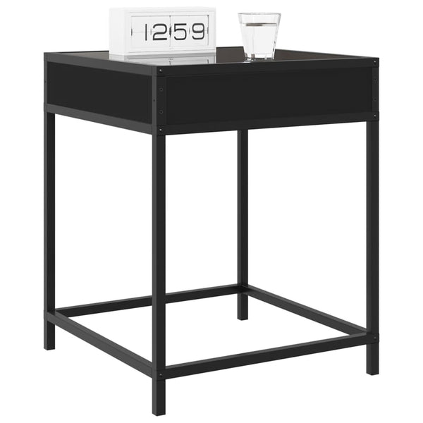 vidaXL Nightstand with Infinity LED Black 40x40x51 cm