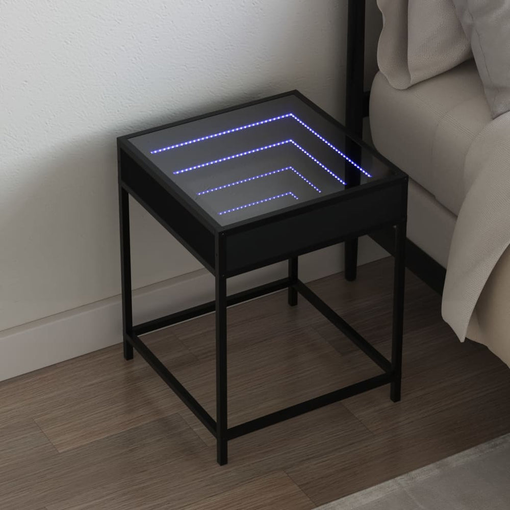 vidaXL Nightstand with Infinity LED Black 40x40x51 cm