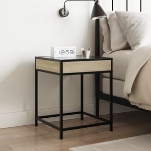 vidaXL Infinity LED Nightstand Sonoma Oak 40x40x51 cm