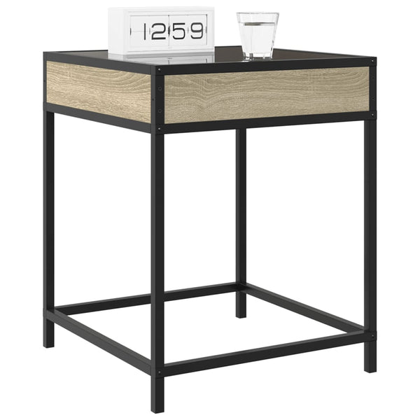 vidaXL Infinity LED Nightstand Sonoma Oak 40x40x51 cm