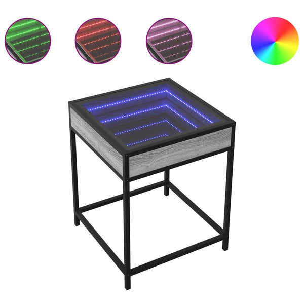 vidaXL Nightstand with Infinity LED Gray Sonoma 40x40x51 cm