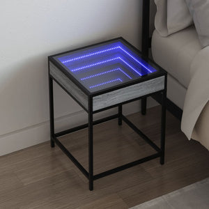 vidaXL Nightstand with Infinity LED Gray Sonoma 40x40x51 cm
