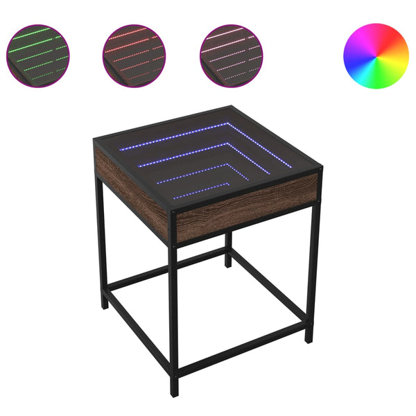 vidaXL Nightstand with Infinity LED Brown Oak-Look 40x40x51 cm