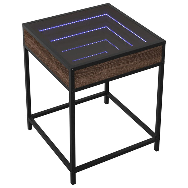 vidaXL Nightstand with Infinity LED Brown Oak-Look 40x40x51 cm