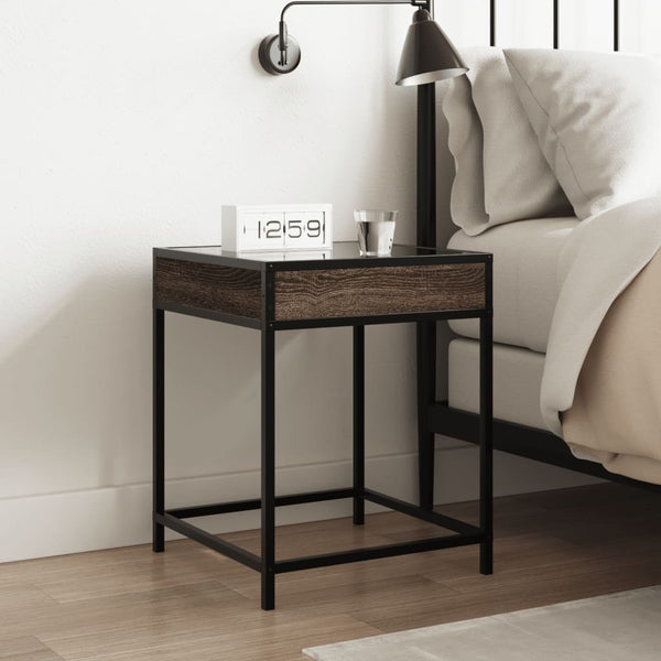 vidaXL Nightstand with Infinity LED Brown Oak-Look 40x40x51 cm
