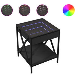 vidaXL Nightstand with Infinity LED Black 40x40x49 cm