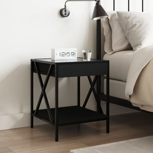 vidaXL Nightstand with Infinity LED Black 40x40x49 cm
