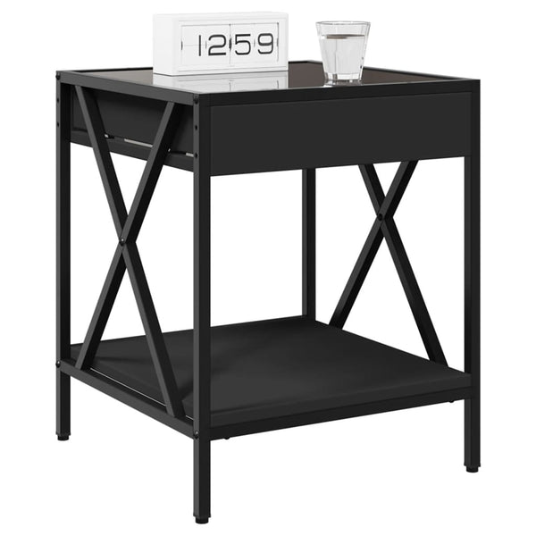 vidaXL Nightstand with Infinity LED Black 40x40x49 cm