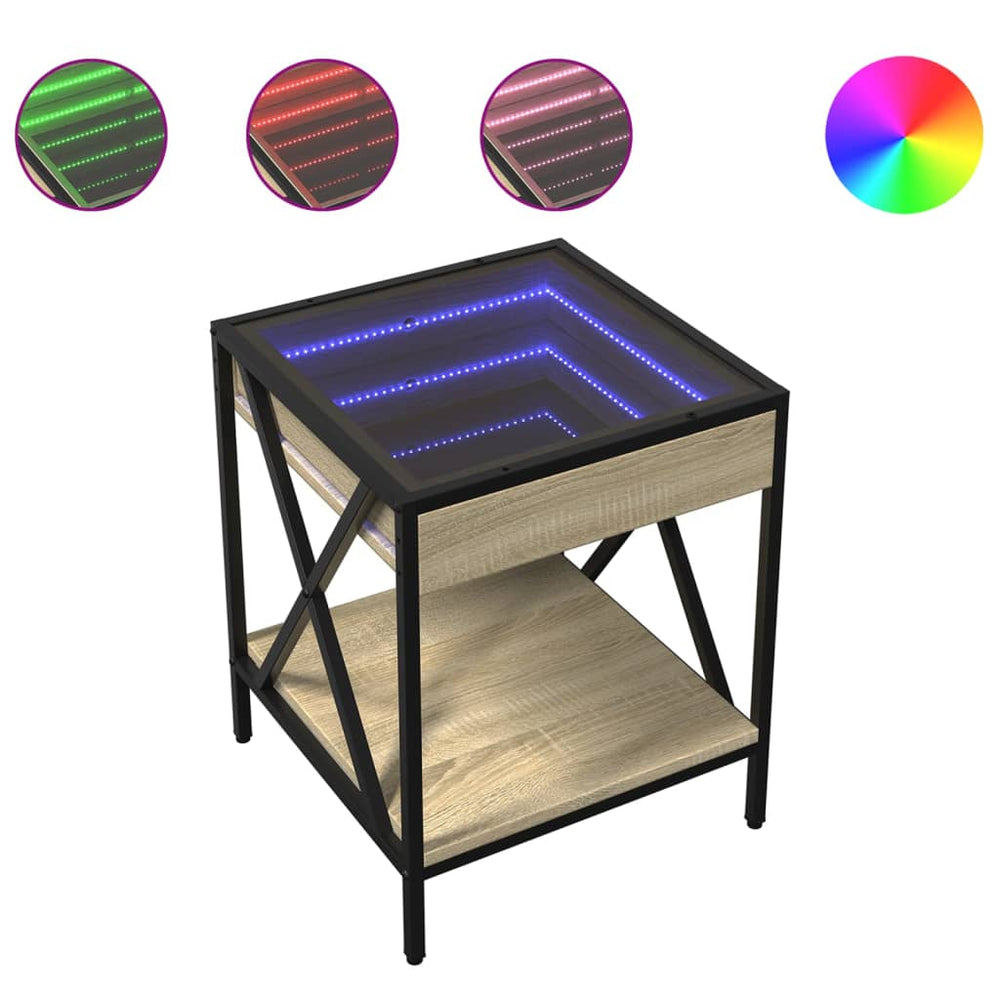 vidaXL Bedside Cabinet with Infinity LED Sonoma Oak 40x40x49 cm
