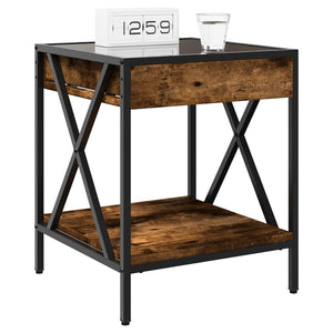 vidaXL Nightstand with Infinity LED Smoked Oak 40x40x49 cm
