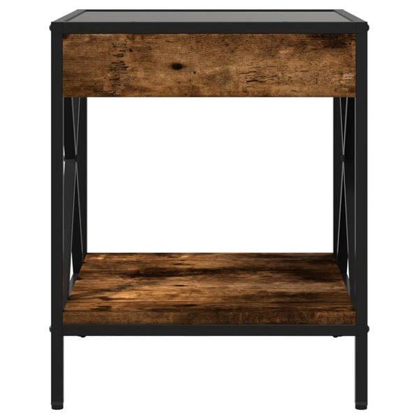 vidaXL Nightstand with Infinity LED Smoked Oak 40x40x49 cm
