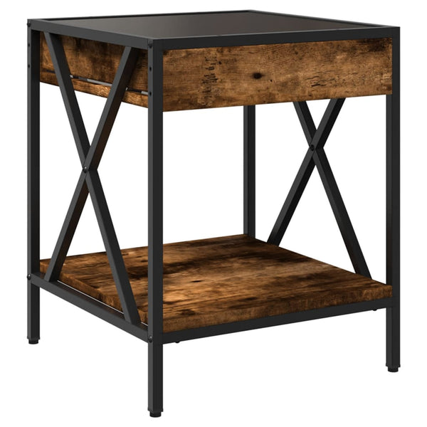 vidaXL Nightstand with Infinity LED Smoked Oak 40x40x49 cm