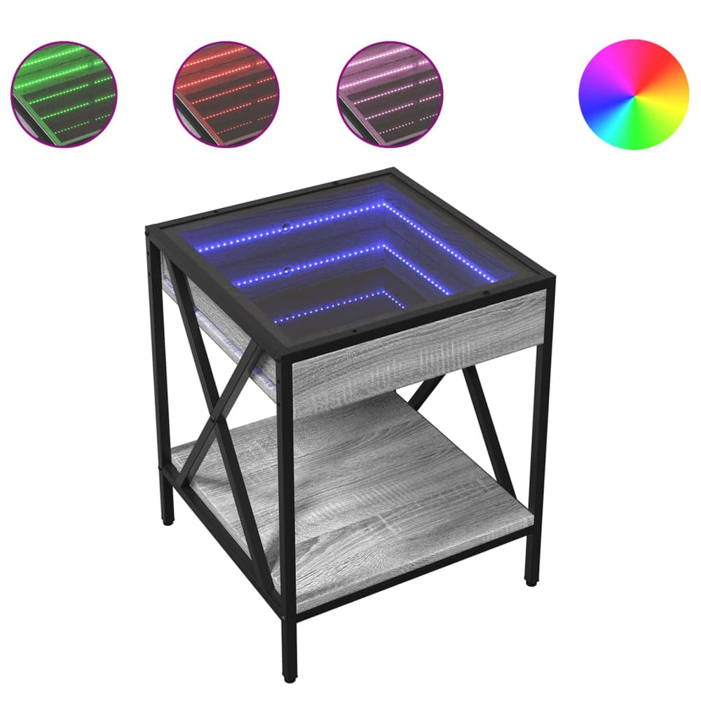 vidaXL Nightstand with Infinity LED Gray Sonoma 40x40x49 cm