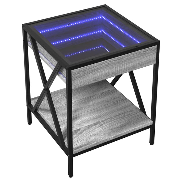 vidaXL Nightstand with Infinity LED Gray Sonoma 40x40x49 cm
