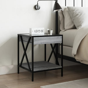 vidaXL Nightstand with Infinity LED Gray Sonoma 40x40x49 cm
