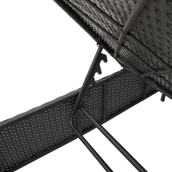 vidaXL 3-Piece Sun Lounger Set with Cushion Black Poly Rattan