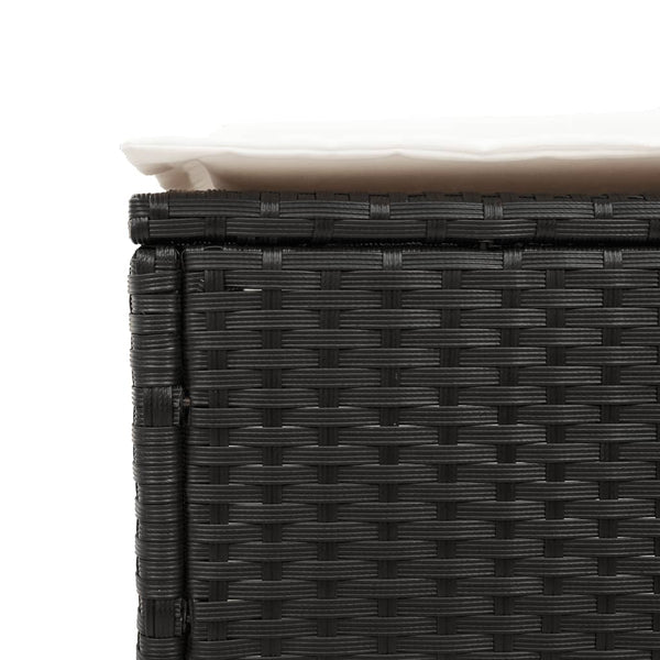 vidaXL 3-Piece Sun Lounger Set with Cushion Black Poly Rattan