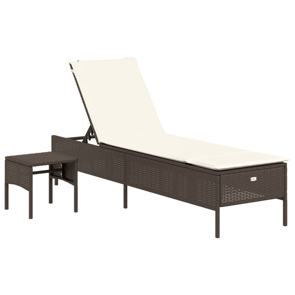 vidaXL 3-Piece Sun Lounger Set with Cushion Brown Poly Rattan