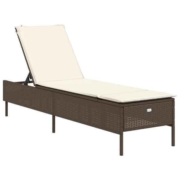 vidaXL 3-Piece Sun Lounger Set with Cushion Brown Poly Rattan