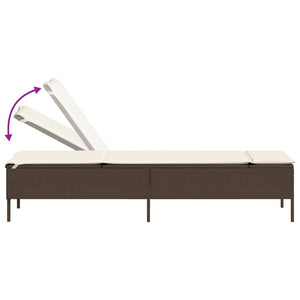 vidaXL 3-Piece Sun Lounger Set with Cushion Brown Poly Rattan