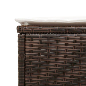 vidaXL 3-Piece Sun Lounger Set with Cushion Brown Poly Rattan