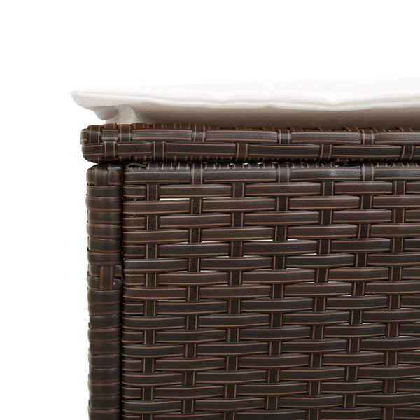 vidaXL 3-Piece Sun Lounger Set with Cushion Brown Poly Rattan