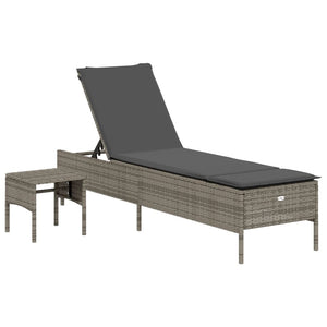 vidaXL 3-Piece Sun Lounger Set with Cushion Grey Poly Rattan