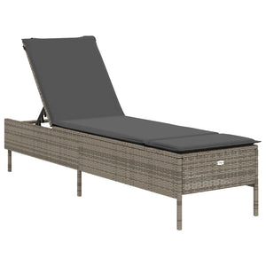vidaXL 3-Piece Sun Lounger Set with Cushion Grey Poly Rattan