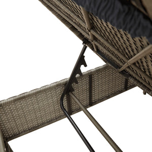 vidaXL 3-Piece Sun Lounger Set with Cushion Grey Poly Rattan