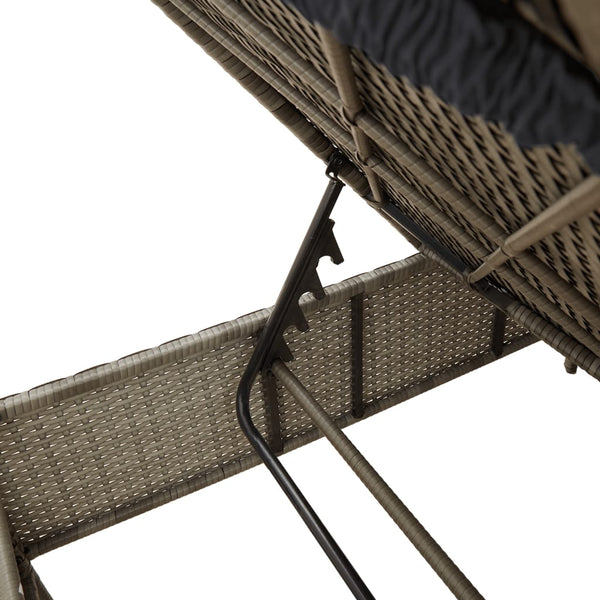 vidaXL 3-Piece Sun Lounger Set with Cushion Grey Poly Rattan