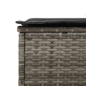 vidaXL 3-Piece Sun Lounger Set with Cushion Grey Poly Rattan