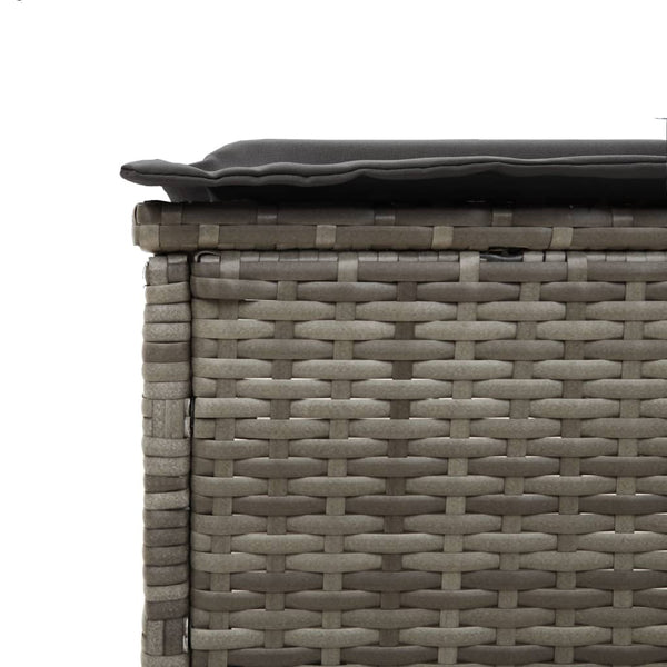 vidaXL 3-Piece Sun Lounger Set with Cushion Grey Poly Rattan