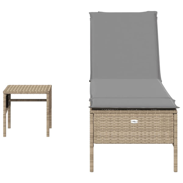 vidaXL 3-Piece Sun Lounger Set with Cushion Beige Poly Rattan