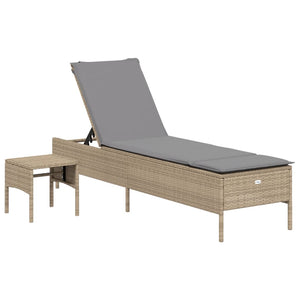 vidaXL 3-Piece Sun Lounger Set with Cushion Beige Poly Rattan