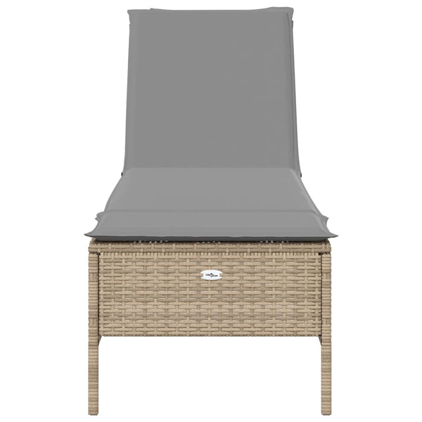 vidaXL 3-Piece Sun Lounger Set with Cushion Beige Poly Rattan