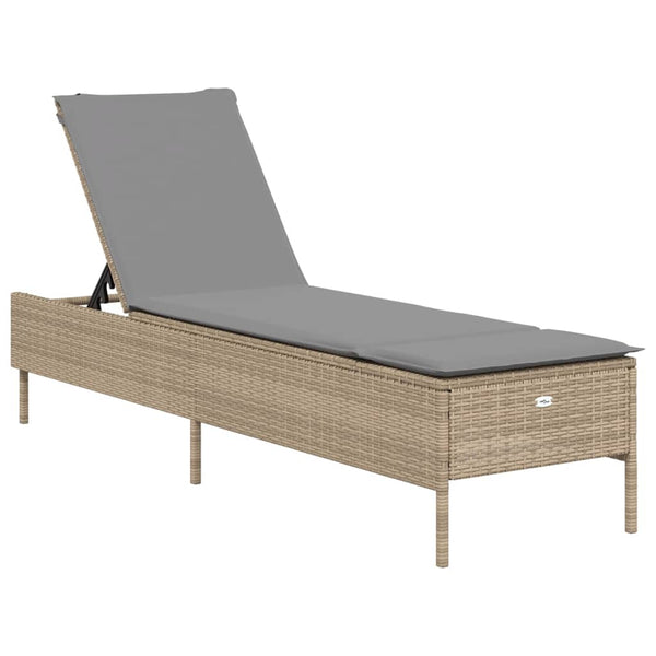 vidaXL 3-Piece Sun Lounger Set with Cushion Beige Poly Rattan
